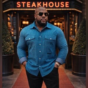 VERSACE PLAID LONG SKEEVE WESTERN SHIRT